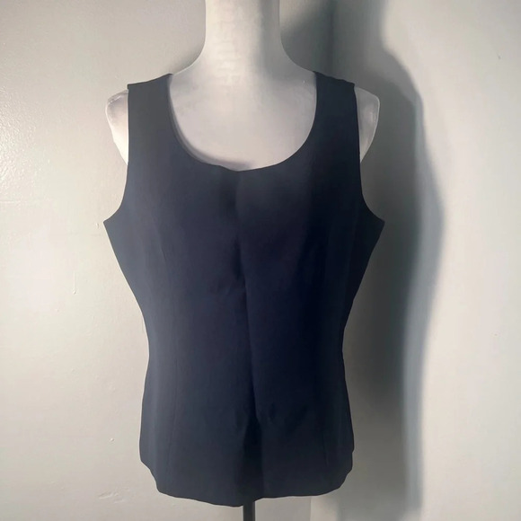 Nina Massini  12 Navy blue lined tank top zipper closure bottom of left side - Picture 1 of 6